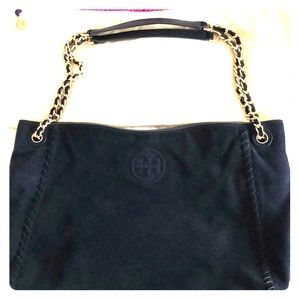 Suede Navy Blue Handbag